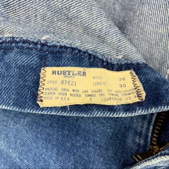 Vintage Rustler Jeans, Authentic Distressing and Grunge, Made in the USA - Picture 12 of 14